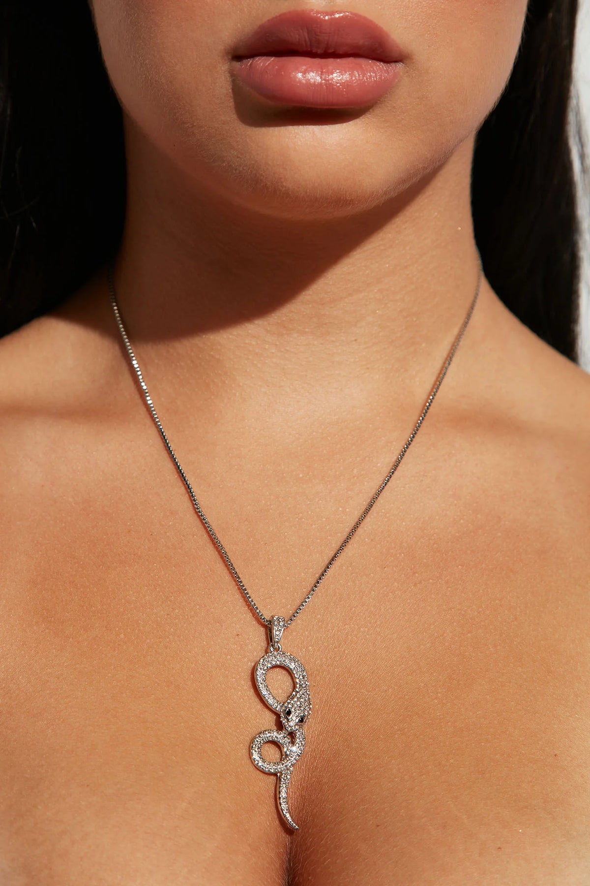 Enchanting Serpent Pendant Necklace with Crystal Detailing