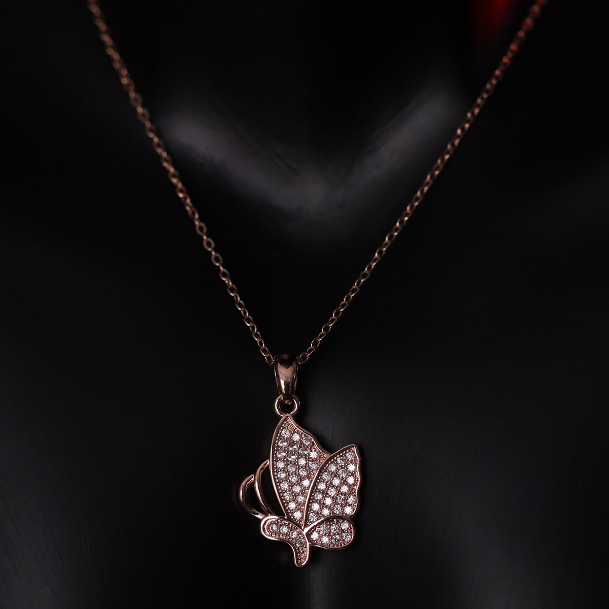 Rose Gold Plated Butterfly Pendant Necklace