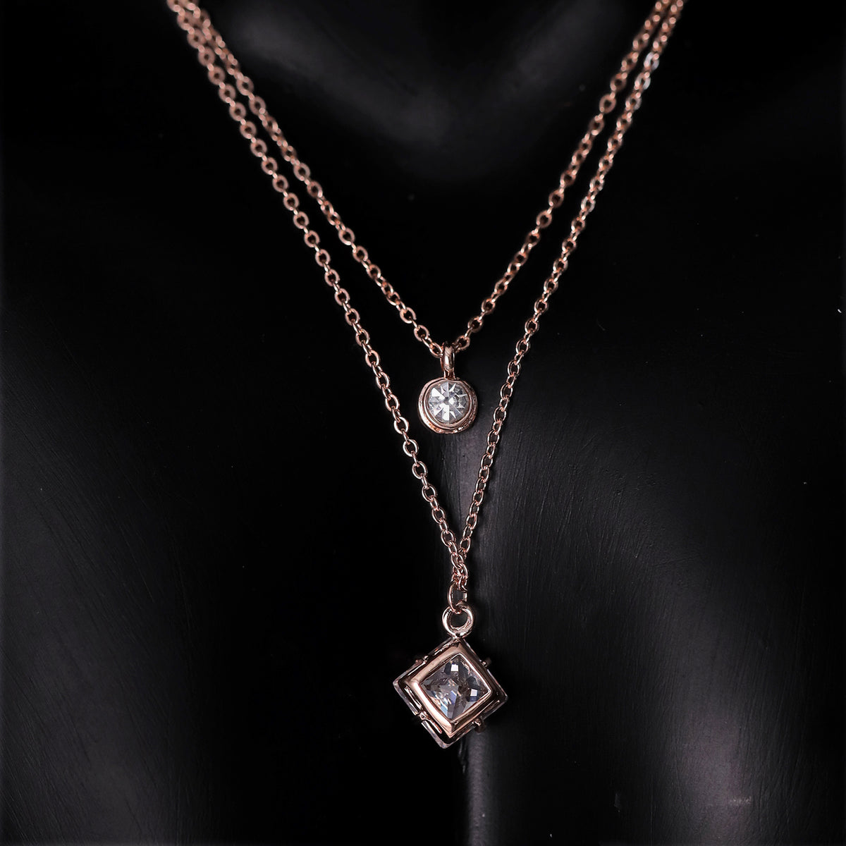 Rose Gold Plated Modern Dual Necklace