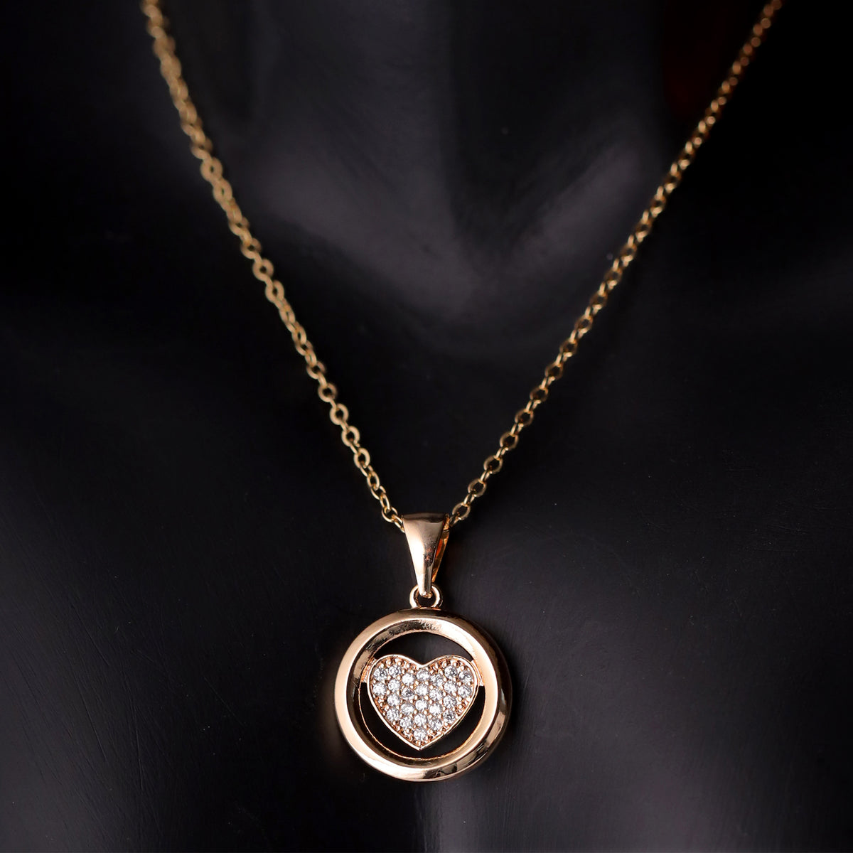 Gold Plated Sparkling Heart Charm Necklace