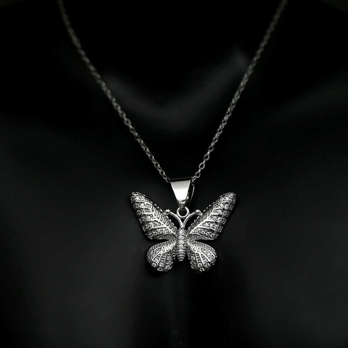 Silver Butterfly Pendant Necklace