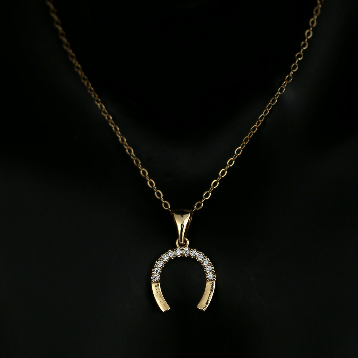 Gold Horseshoe Pendant Necklace