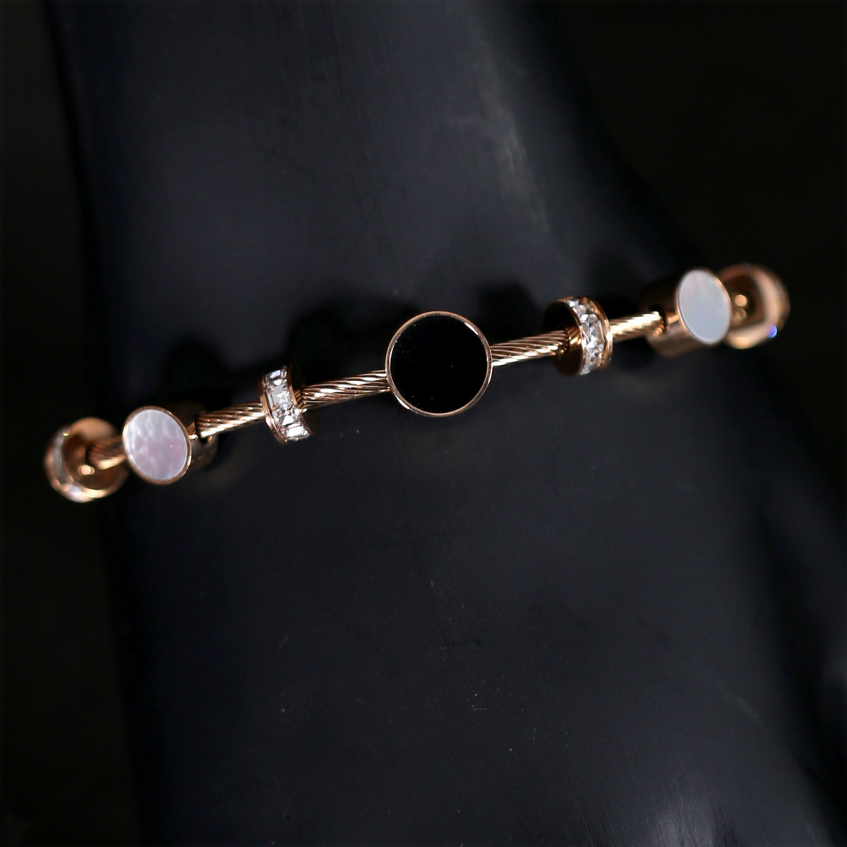 Chic Multi-Stone Cable Rose Gold Bracelet