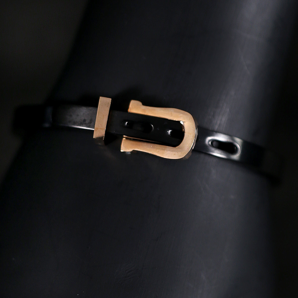 Noir Elegance: The Fusion Buckle Bracelet