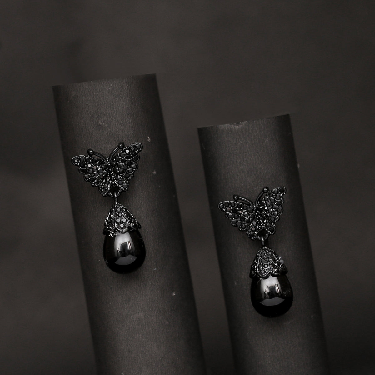 Black Butterfly Drop Earrings